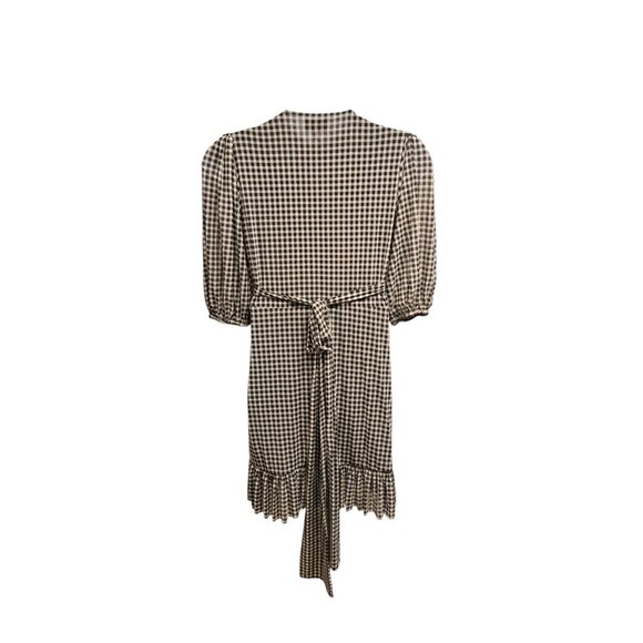 Ganni Dress Wrap Womens Size Large/42 GIngham Check Romantic Classic - Picture 2 of 7